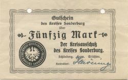 Sonderburg (heute: DK-Sønderborg) - Kreis - - 15.12.1918 - 50 Mark