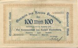 Sonderburg (heute: DK-Sønderborg) - Kreis - 27.12.1918 - 100 Mark 