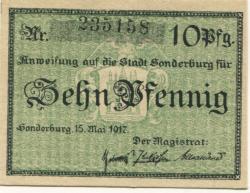 Sonderburg (heute: DK-Sønderborg) - Stadt - 15.5.1917 - 10 Pfennig 