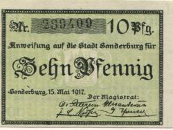 Sonderburg (heute: DK-Sønderborg) - Stadt - 15.5.1917 - 10 Pfennig 
