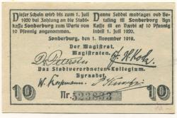Sonderburg (heute: DK-Sønderborg) - Stadt - 1.11.1919 - 1.7.1920 - 10 Pfennig