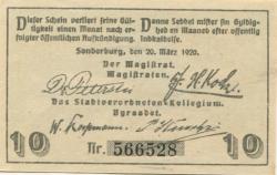 Sonderburg (heute: DK-Sønderborg) - Stadt - 20.3.1920 - 10 Pfennig 