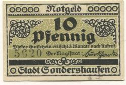 Sondershausen - Stadt - 1921 - 10 Pfennig