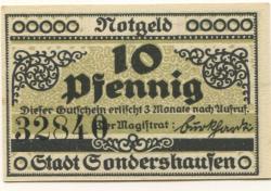 Sondershausen - Stadt - 1921 - 10 Pfennig