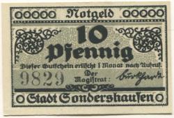 Sondershausen - Stadt - 1921 - 10 Pfennig