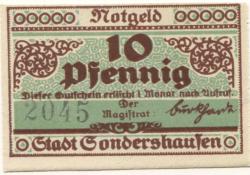 Sondershausen - Stadt - 1921 - 10 Pfennig