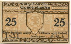 Sondershausen - Stadt - 1921 - 25 Pfennig