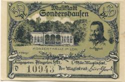 Sondershausen - Stadt - Pfingsten 1921 - 50 Pfennig