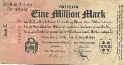 Sonneberg - Kreis und Stadt - 14.8.1923 - 1 Million Mark