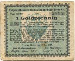 Sorau (heute: PL-Zary) - Kreis und Stadt - 7.11.1923 - 1 Gold-Pfennig