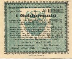 Sorau (heute: PL-Zary) - Kreis und Stadt - 7.11.1923 - 1 Gold-Pfennig