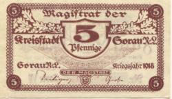 Sorau (heute: PL-Zary) - Stadt - 1918 - 31.12.1920 - 5 Pfennig