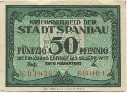 Spandau (heute: Berlin) - Stadt - - 30.9.1917 - 50 Pfennig