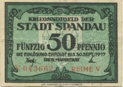 Spandau (heute: Berlin) - Stadt - - 30.9.1917 - 50 Pfennig