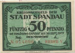 Spandau (heute: Berlin) - Stadt - - 30.9.1918 - 50 Pfennig