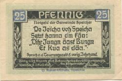 Speicher - Gemeinde - 1.7.1921 - 25 Pfennig