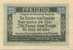 Speicher - Gemeinde - 1.7.1921 - 25 Pfennig