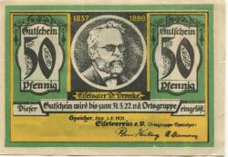 Speicher - Eifelverein eV, Ortsgruppe Speicher - 1.9.1921 - 50 Pfennig 