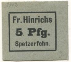 Spetzerfehn (heute: Großefehn) - Hinrichs, Frerich, Gasthaus und Bäckerei - -- - 5 Pfennig
