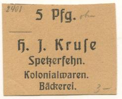 Spetzerfehn (heute: Großefehn) - Kruse, H. J., Kolonialwaren, Bäckerei - -- - 5 Pfennig