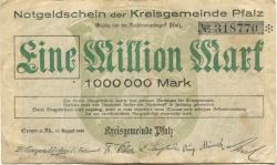 Speyer - Kreisgemeinde Pfalz - 11.8.1923 - 1 Million Mark 