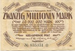 Speyer - Kreisgemeinde Pfalz - 11.8.1923 - 20 Millionen Mark 