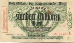 Speyer - Kreisgemeinde Pfalz - 1.10.1923 - 1.4.1924 - 100 Millionen Mark