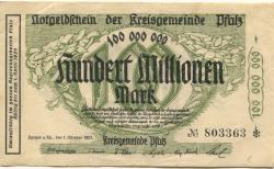 Speyer - Kreisgemeinde Pfalz - 1.10.1923 - 1.4.1924 - 100 Millionen Mark