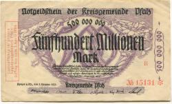 Speyer - Kreisgemeinde Pfalz - 1.10.1923 - 1.4.1924 - 500 Millionen Mark
