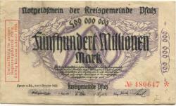 Speyer - Kreisgemeinde Pfalz - 1.10.1923 - 1.4.1924 - 500 Millionen Mark