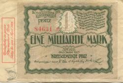 Speyer - Kreisgemeinde Pfalz - 1.10.1923 - 1.4.1924 - 1 Milliarde Mark 