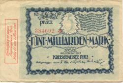 Speyer - Kreisgemeinde Pfalz - 1.10.1923 - 1.4.1924 - 5 Milliarden Mark