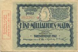 Speyer - Kreisgemeinde Pfalz - 1.10.1923 - 1.4.1924 - 5 Milliarden Mark