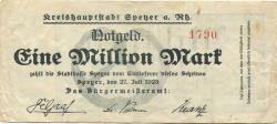 Speyer - Stadt - 27.7.1923 - 1 Million Mark