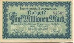 Speyer - Stadt - 27.7.1923 - 5 Millionen Mark 