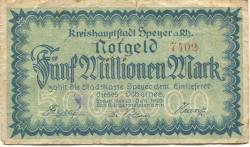 Speyer - Stadt - 27.7.1923 - 5 Millionen Mark 