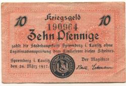 Spremberg - Stadt - 26.3.1917 - 10 Pfennig