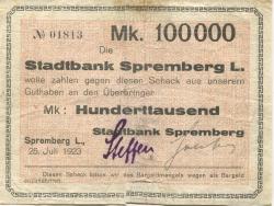 Spremberg - Stadtbank - 25.7.1923 - 100000 Mark 