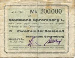Spremberg - Stadtbank - 25.7.1923 - 200000 Mark
