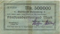 Spremberg - Stadtbank - 1.8.1923 - 500000 Mark