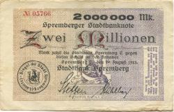 Spremberg - Stadtbank - 29.8.1923 - 2 Millionen Mark