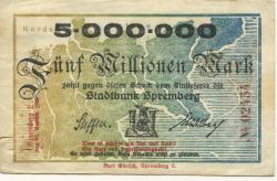 Spremberg - Stadtbank - 25.9.1923 - 5 Millionen Mark