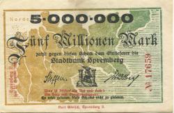 Spremberg - Stadtbank - 25.9.1923 - 5 Millionen Mark