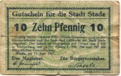 Stade - Stadt - 15.6.1917 - 15.10.1919 - 10 Pfennig