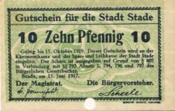 Stade - Stadt - 15.6.1917 - 15.10.1919 - 10 Pfennig