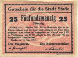 Stade - Stadt - 15.6.1917 - 15.10.1919 - 25 Pfennig