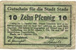 Stade - Stadt - 1.10.1918 - 1.10.1921 - 10 Pfennig
