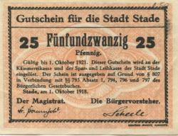 Stade - Stadt - 1.10.1918 - 1.10.1921 - 25 Pfennig