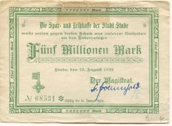 Stade - Stadt - 12.8.1923 - 15.1.1924 - 5 Millionen Mark