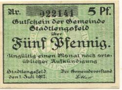 Stadtlengsfeld (heute: Dermbach) - Gemeinde - 1.7.1917 -  5 Pfennig 